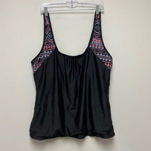 Shein Plus Size Geometric Print Ruched Tankini Top and Swim Shorts, size 3XL‎